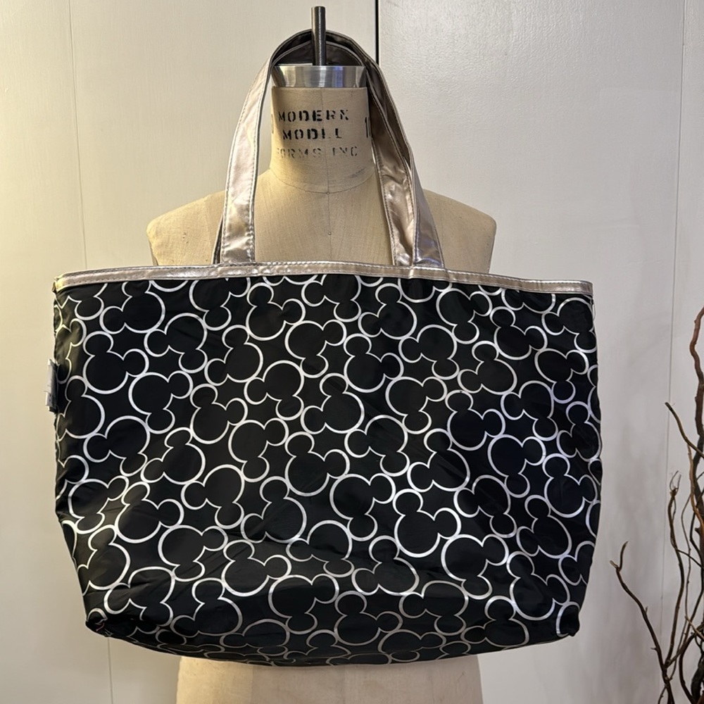 Disney Parks Mickey Mouse Glitter Metallic Silver Reversible Tote - Picture 4 of 4